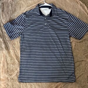 Backspin Golf Threads Navy Striped Men's Polo Shirt Size Large